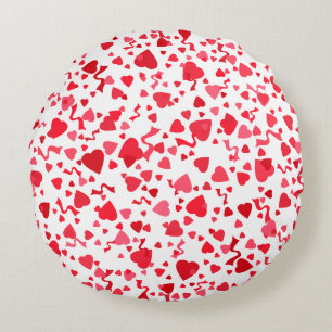 Rode Confetti harten Rond Kussen