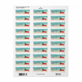 Rode converteerbare auto met kerstboomklep etiket (Full Sheet)