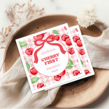 Rode Coquette Bow Cherry eerste verjaardagsfeestje