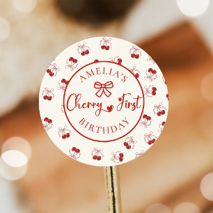 Rode Coquette Cherry Eerste Verjaardag Sticker