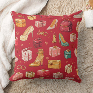 Rode Coquette Kerst Glam Patroon Kussen