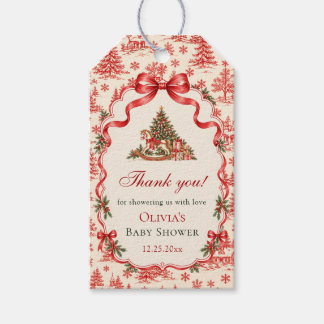 Rode Coquette Strik Christmas Boom Feestje Cadeaulabel