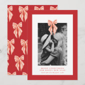 Rode Coquette Strik Kerst Foto Kaart (Voorkant / Achterkant)