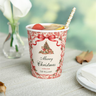 Rode Coquette Strik Script Kerstboom Feest Papieren Bekers