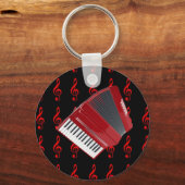Rode cordion op het rode treezelfpatroon sleutelhanger (Achterkant)