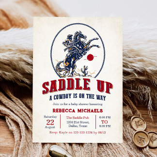 rode cowboy rodeo Baby shower Kaart