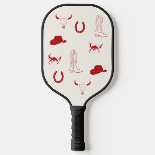 rode cowgirl Austin, Texas Pickleball Paddle (Voorkant)