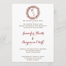 Rode Cranberry Krans Huwelijksuitnodiging Kaart