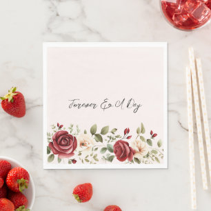 Rode Cream Rozen Blush Roze Bloemen Bruiloft Servet