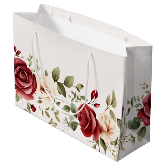 Rode Cream Rozen Gouden Bruiloft Groot Cadeauzakje (Achterkant Gekanteld)