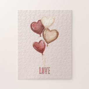 Rode Crème Blush Hart Ballonnen Liefde Legpuzzel
