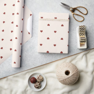 Rode Crème Harten Valentijnsdag Liefde Cadeaupapier