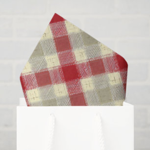 Rode Crème Kerst Plaid Cozy Rustic Cottagecore Tissuepapier