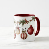 Rode Crème Kerstversiering Mok (Voorkant rechts)