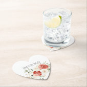 Rode Crème Rozen Bloemrijke Liefde Bruidscadeaufee Kartonnen Onderzetters (Insitu)