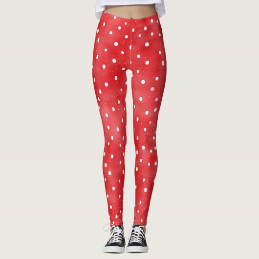 Rode Crème Stippen Leggings (Voorkant)