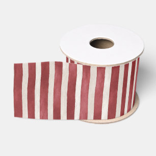Rode Crème Strepen Kerst Grosgrain Lint