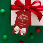 Rode crème strik Kerstmis Cadeaulabel