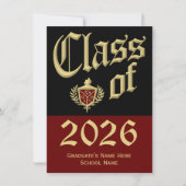 Rode Crest Afstudeer Uitnodigingen (Voorkant)