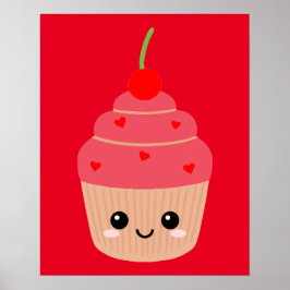 Rode Cupcake Print, Dessert Thema  Poster