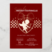 Rode Cupido Singles Valentijnsdagfeest Folie Uitnodiging (Voorkant)