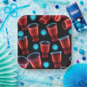 Rode Cups Bier Bash Square Papieren Bordje (Feest)