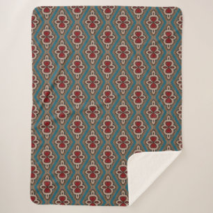 Rode Cyaan Koper Azulejos Tegel Patroon Elegantie Sherpa Deken