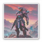 Rode Cyborg Ninja van het Noorden2 Sticker (Voorkant)