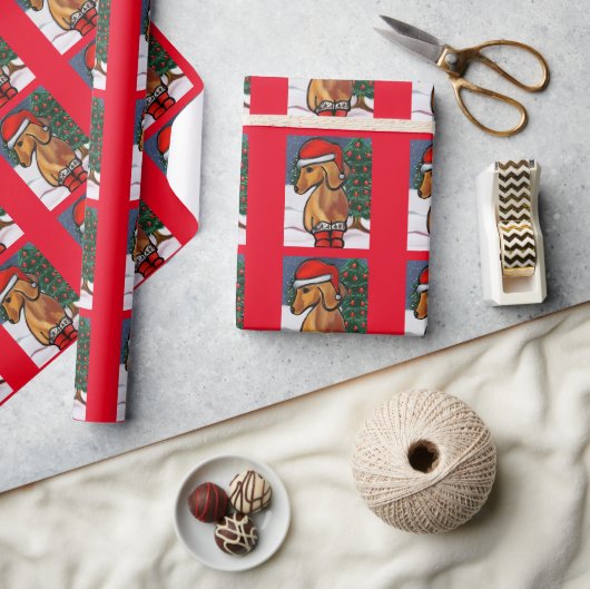 Rode Dachshond Cadeaupapier (Crafts)