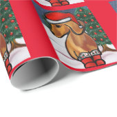 Rode Dachshond Cadeaupapier (Rol Hoek)