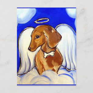 Rode Dachshund Engel Briefkaart