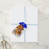 Rode Dachshund Engel Cadeaulabel (Met Touw)