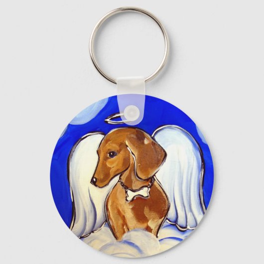 Rode Dachshund Engel Sleutelhanger (Voorkant)
