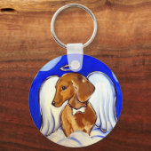 Rode Dachshund Engel Sleutelhanger (Voorkant)
