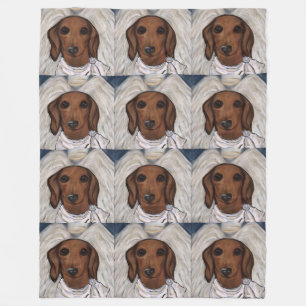 Rode Dachshund Fleece Deken