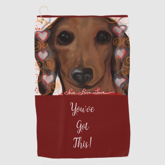 Rode Dachshund Golfhanddoek (Voorkant)