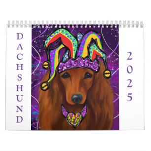 Rode Dachshund Kalender