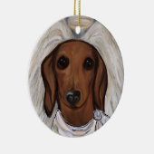 Rode Dachshund Keramisch Ornament (Rechts)