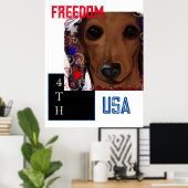 Rode Dachshund Poster (Thuiskantoor)