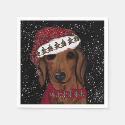Rode Dachshund  Servet (Voorkant)