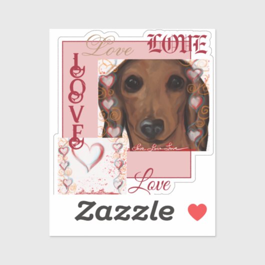 Rode Dachshund Sticker (Vel)