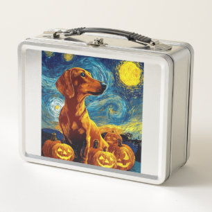 Rode Dachshund van gogh sterrenhemel halloween F