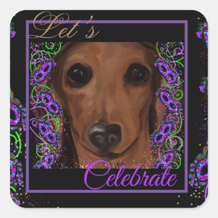 Rode Dachshund Vierkante Sticker