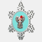 Rode Dag van de dode olifant Tin Sneeuwvlok Ornament (Rechts)