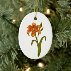 Rode daglelie keramisch ornament