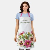 Rode Daglelies Bloemen Botanische Print Schort (Gedragen)