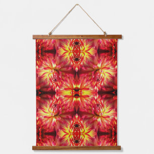 Rode Dahlia Bloem Abstract Natuur Patroon Hangend Wandkleed