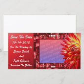 Rode Dahlia Bloem Trouwfoto Save The Date (Voorkant / Achterkant)