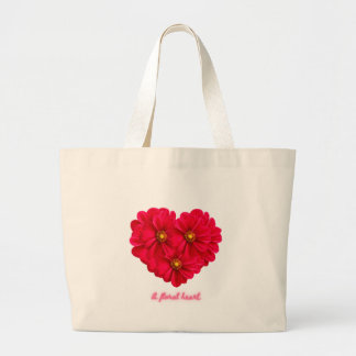 Rode Dahlia Bloemen Hart Sticker - Een Bloemig Har Grote Tote Bag