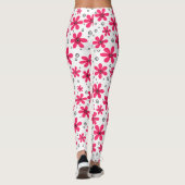 Rode daisy bloemen retro achtergrond zomer leggings (Achterkant)